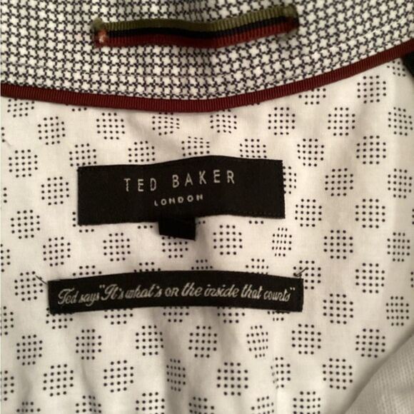 TED BAKER MENS 5. US XL GRAPHIT BUTTON FRONT COTTON LINEN SHORT SLEEVE SHIRT - Picture 7 of 11